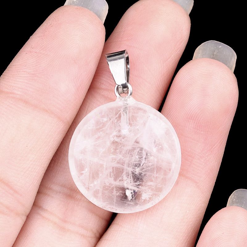 1821-20Mm cristal ágata jade redondo pingente plano, pingente de disco de pedra semipreciosa acessórios de jóias DIY