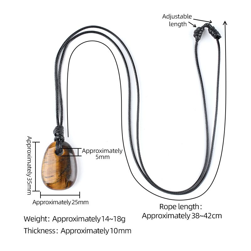 Colar de cristal natural, joias de corrente de suéter versátil retrô, corda trapezoidal tecida à mão com orifício grande, pingente de pedra áspera.