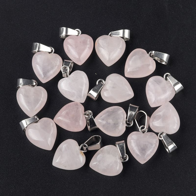 1676-13Mm pingente de amor, pingente de amor de pedra de cristal de ágata natural DIY colar em forma de coração acessórios de jóias