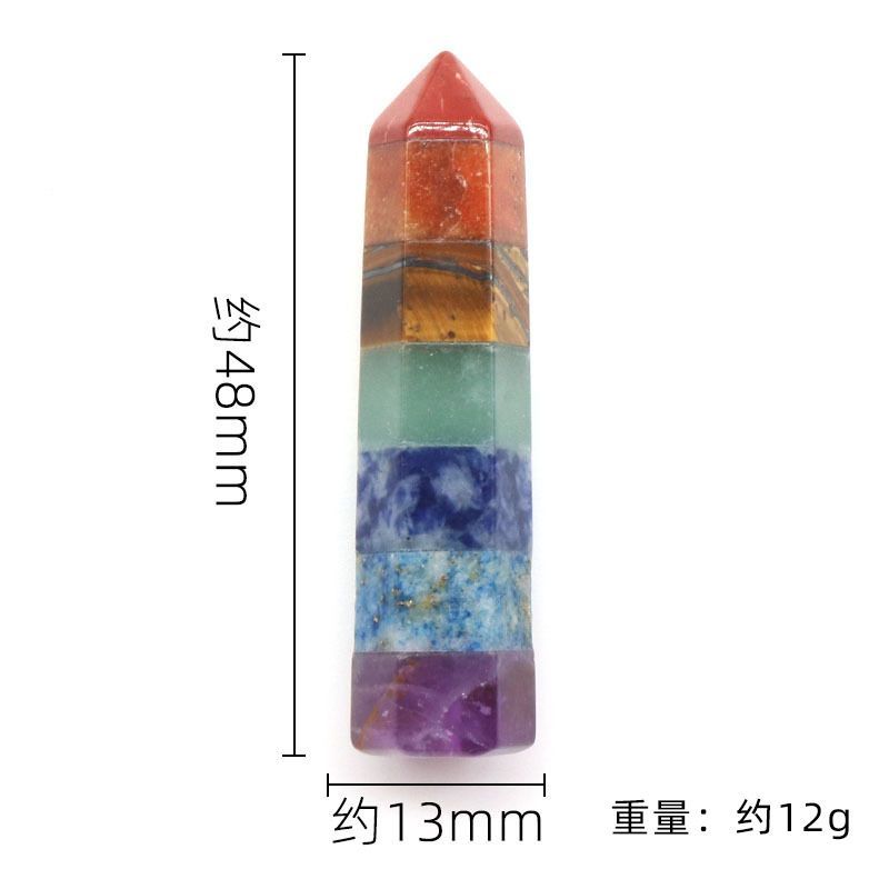 1254-Coluna hexagonal de cristal natural ágata processo de emenda de pedra colorida 13X48mm coluna hexagonal
