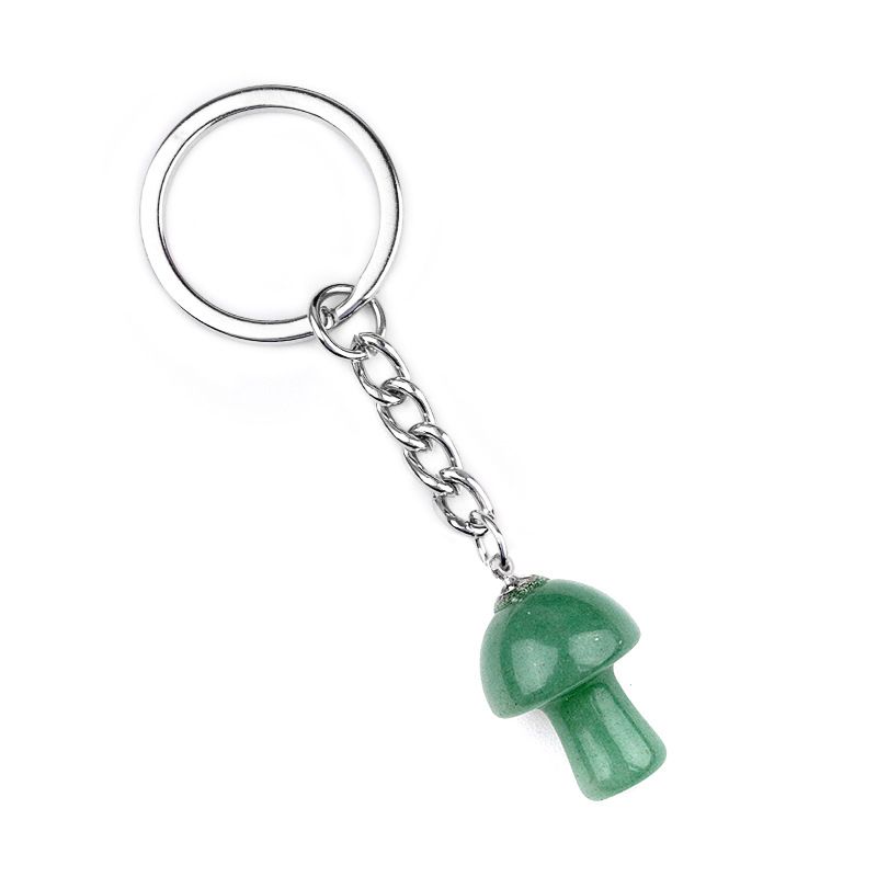 1324-Pedra de cristal natural de ágata 2cm pequeno cogumelo chaveiro pingente bonito saco de jóias pingente pequeno presente