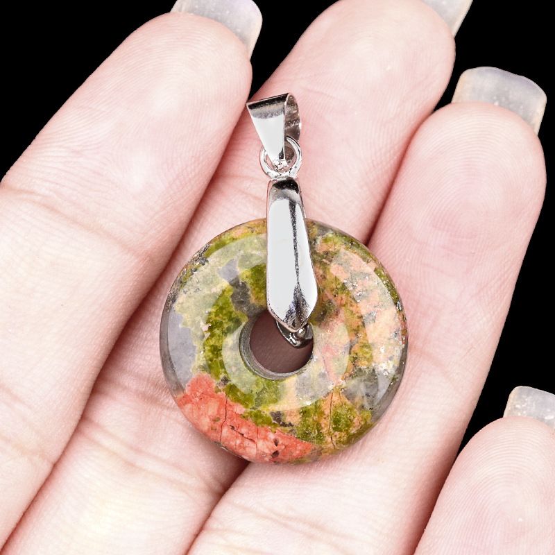 2078-Acessórios de pingente de fivela de segurança para os olhos de ametista, colar de donut de cristal de jade dongling
