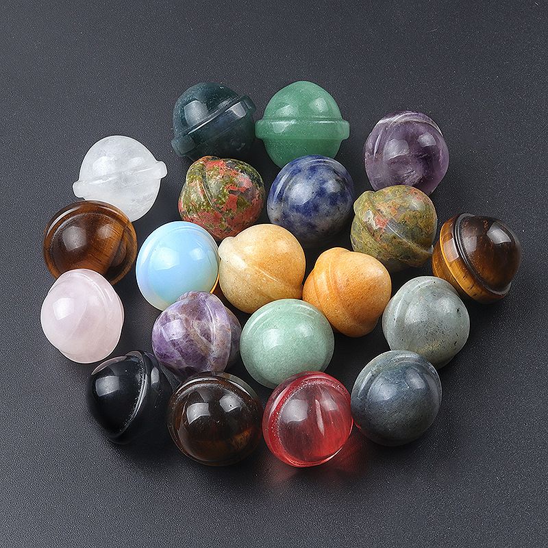 1262-Miniplaneta de pedra semipreciosa de cristal natural, planeta galáctico Universo tridimensional OVNI ornamento pequeno decorativo