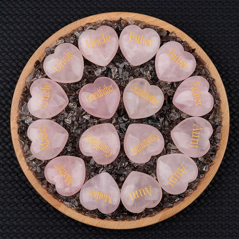 2317-3Cm pó natural cristal pedra áspera letras amor ornamento pedra parentes familiares presentes de Natal