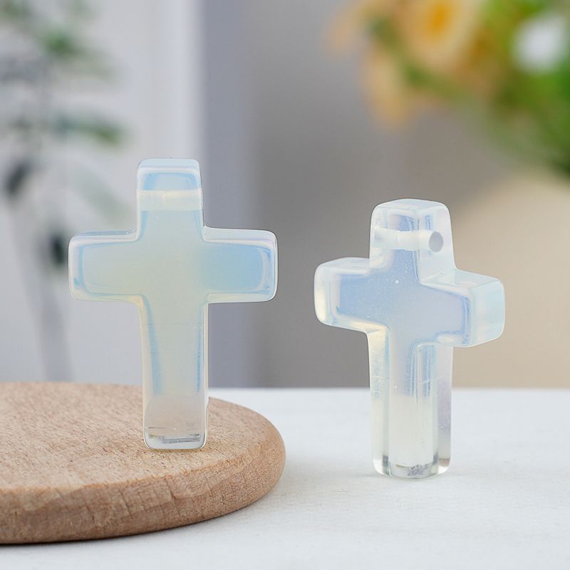 Pó de pedra natural de cristal cruz pingente pingente colar de jóias DIY acessórios