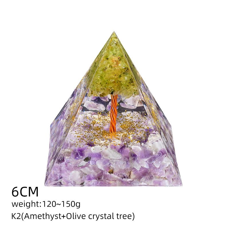 6Cm cristal bola pirâmide ornamento de mesa Chakra Yoga Meditação Resina Yoga Meditação Resina Epóxi