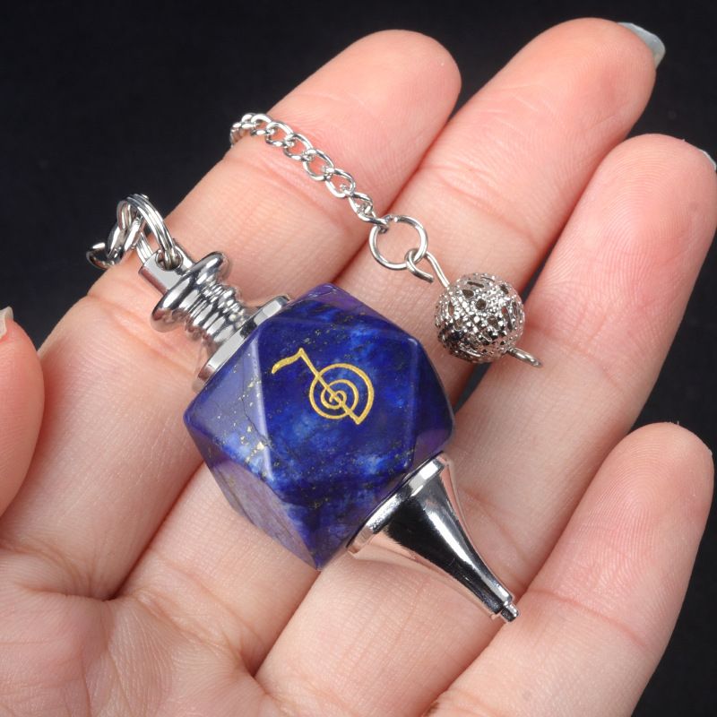 1758-Cho Ku Rei Pingente de Pêndulo de Símbolo de Poder Pedra de Cristal Reiki Runas Meditação Pêndulo
