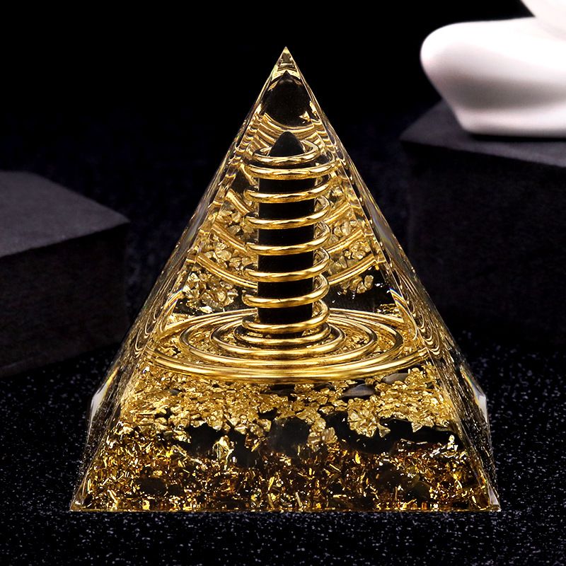 Pirâmide de cascalho de cristal de 6cm da série 225-P, ornamento doméstico de artesanato de resina epóxi