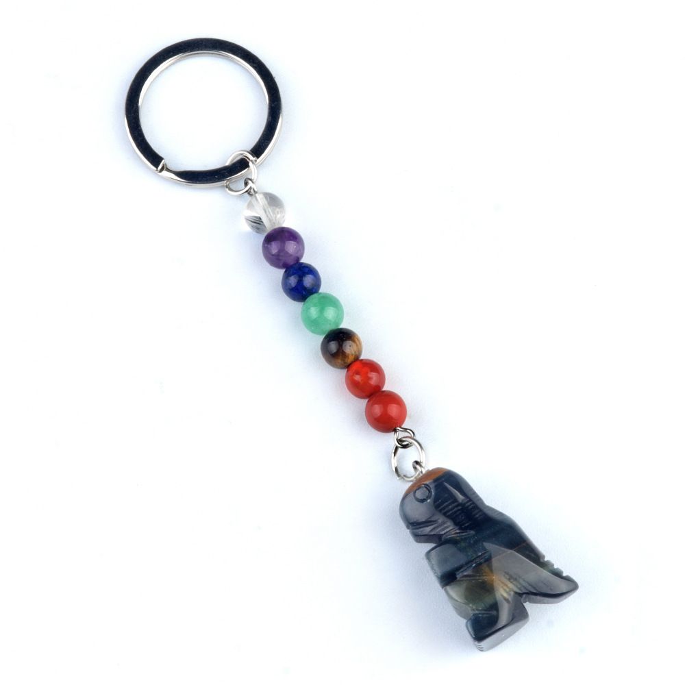 1953 Chaveiro de dinossauro pequeno de pedra de cristal colorido, pingente de jóias de chakra, pingente de chaveiro de animal pequeno
