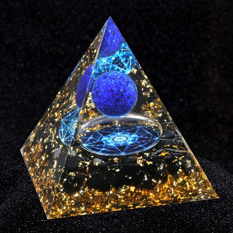 2126-Ágata de cristal 5cm de cascalho pirâmide Resina epóxi escritório doméstico enfeite de mesa artesanato