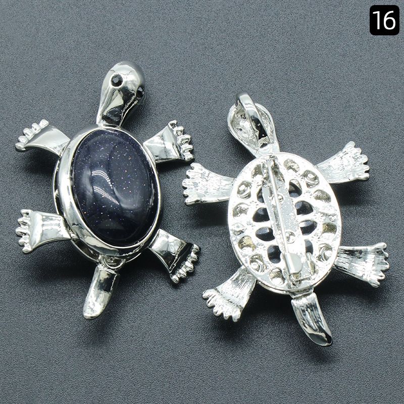 Pingente de broche de tartaruga 1558, acessórios de colar de pingente de pedra preciosa incrustada em liga de cristal natural