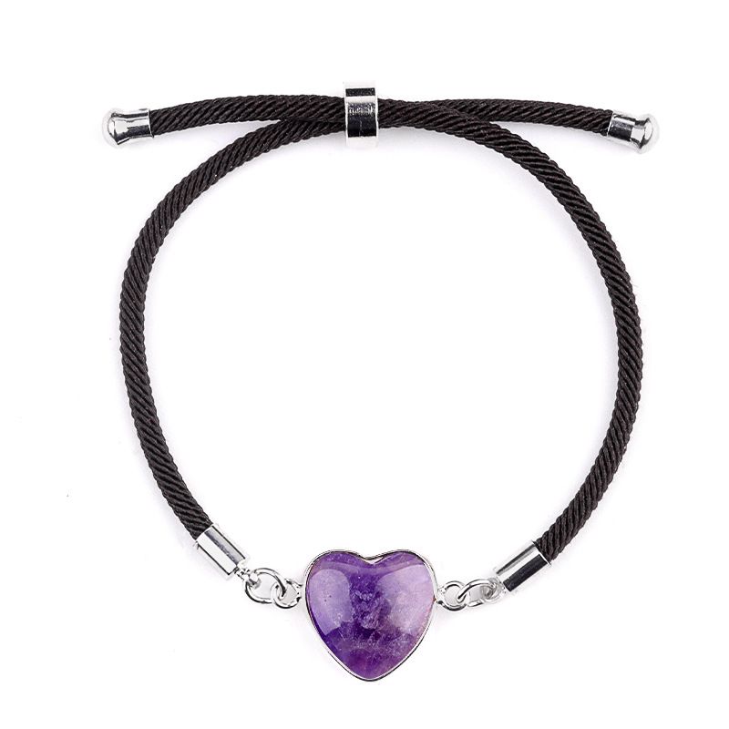 2097-Ametista em pó de cristal ajustável pulseira de amor jade coração pulseira cênica mercadoria
