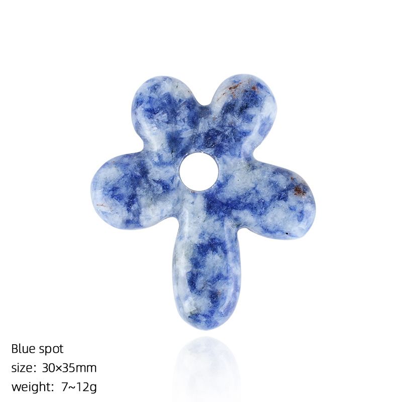 Pingente de flor de cinco pétalas de pedra natural colar artesanal antigo corrente de suéter decorativo em forma de flor pétalas de cristal natural