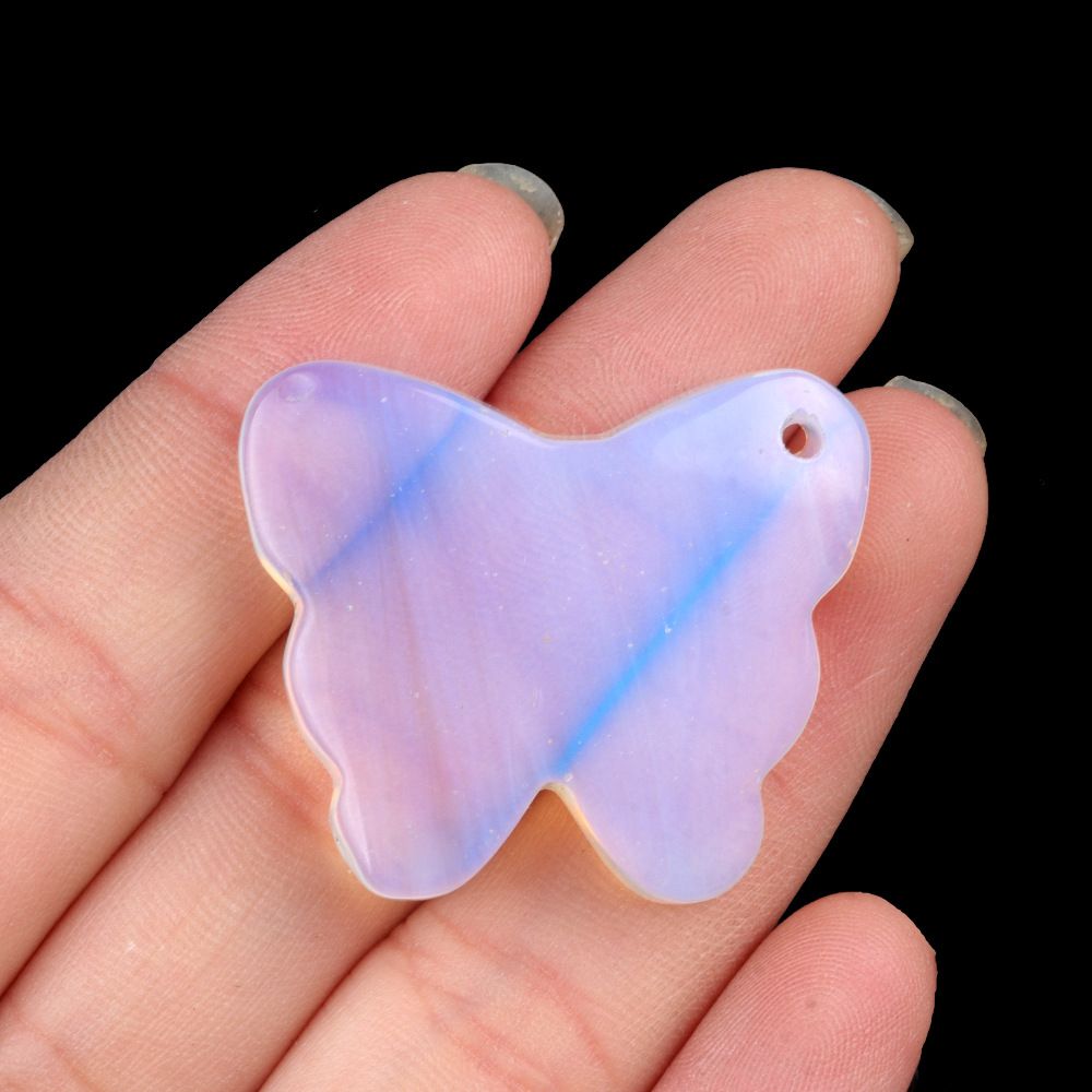 1791 - 30 × 35 mm grande pingente de borboleta, pedra de ágata de cristal natural, enfeite de mesa de borboleta esculpida