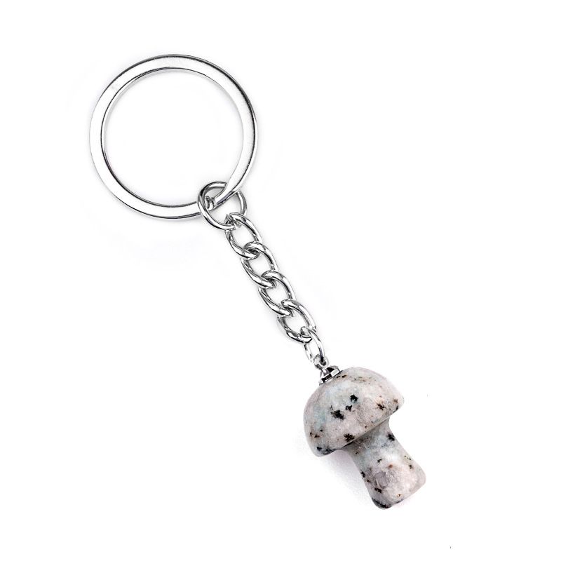 1324-Pedra de cristal natural de ágata 2cm pequeno cogumelo chaveiro pingente bonito saco de jóias pingente pequeno presente