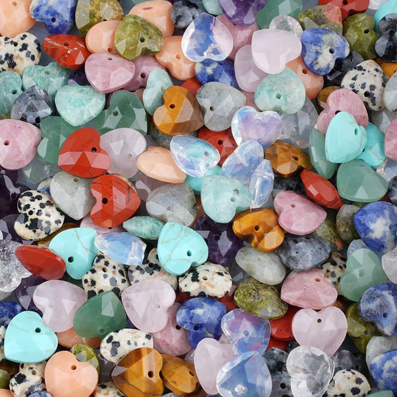 13Mm cristal ágata jade corte amor pingente DIY colar pulseira brincos jóias acessórios material