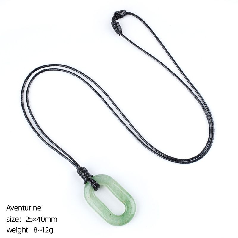25 * 40Mm colar de pedra natural O-ring europeu e americano retro ajustável suéter corrente oval grande buraco círculo pingente