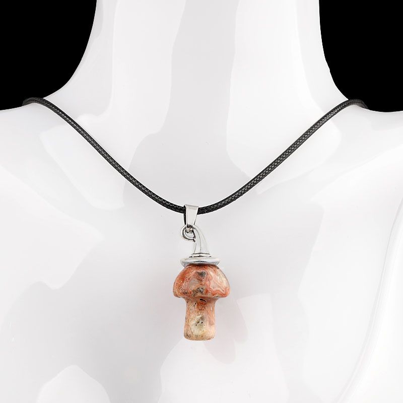 Pingente De Cogumelo De Chapéu De Bruxa De Cristal Natural