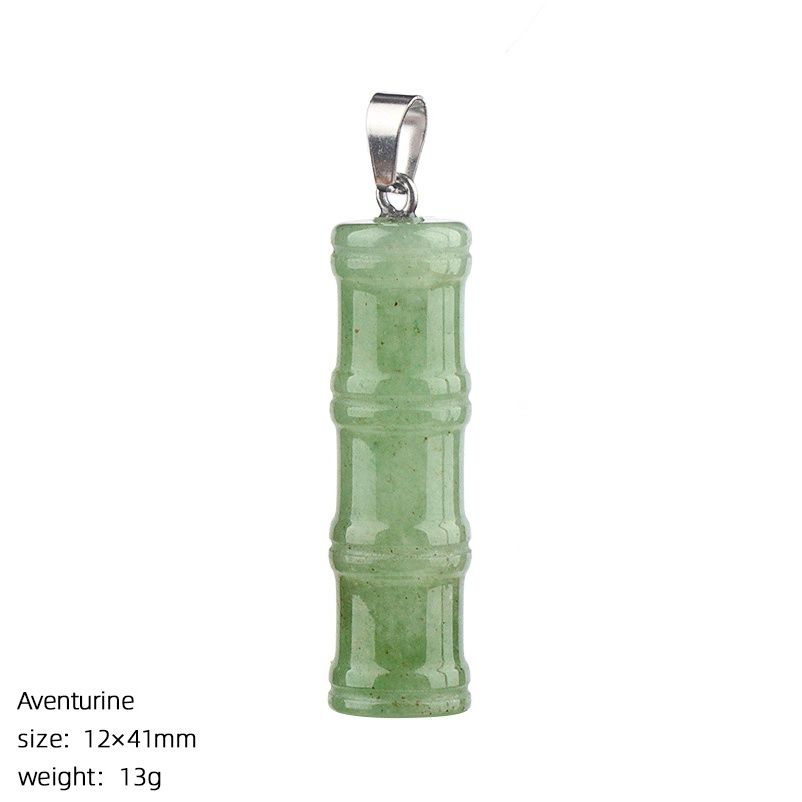 2496 Pingente de bambu de pedra natural, colar alto de junta de estilo chinês, joias de bambu de ametista de escultura tridimensional em pedra áspera.