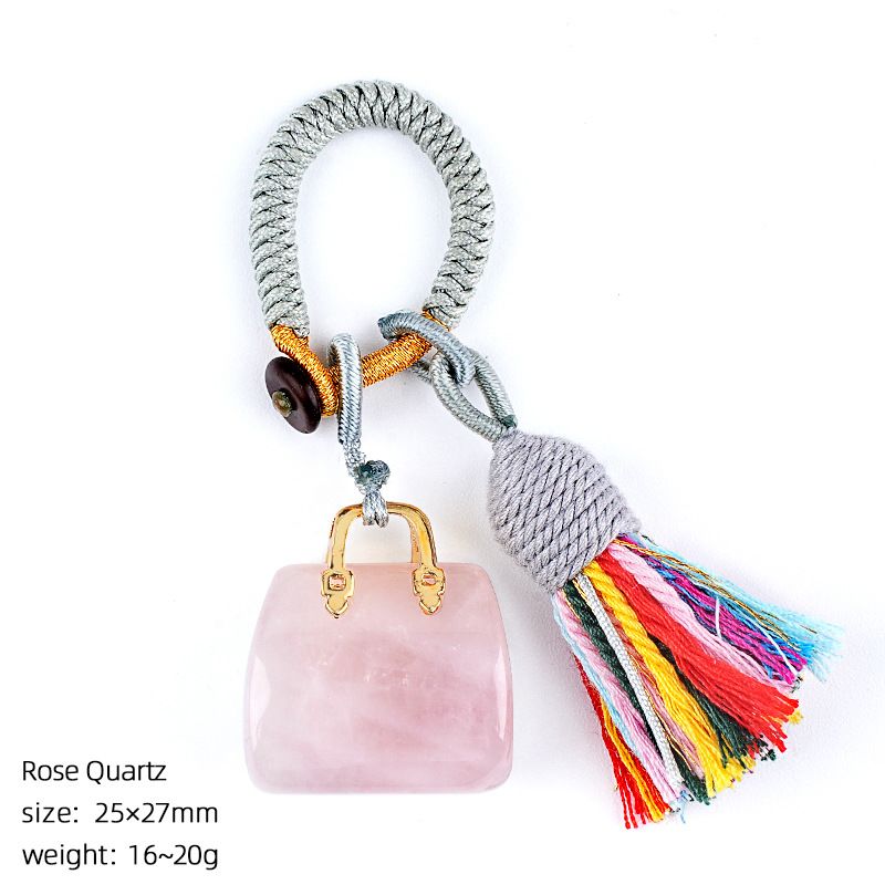 2485 Pedra natural semi-preciosa saco chaveiro criativo mão-tecido carro roupas acessórios cristal ágata pingente