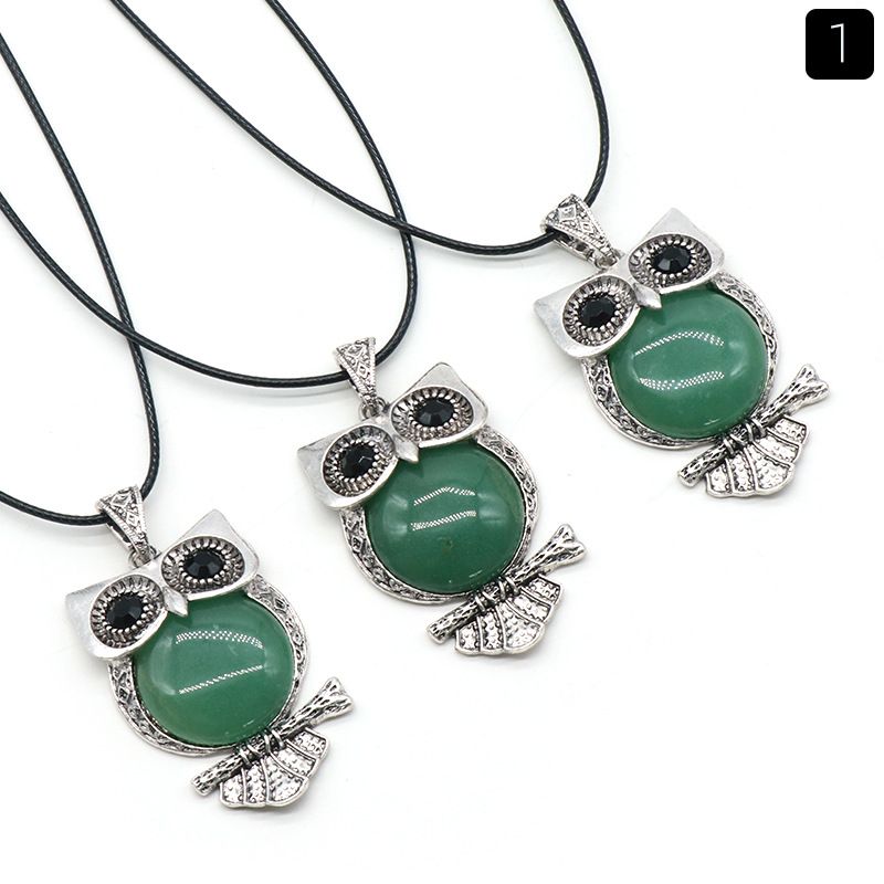 1545-Gem Coruja conjunto de gemas colar coruja, ágata de cristal semi-precioso multi-colorido pingente coruja