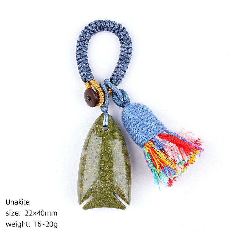 Natural cristal pequeno peixe chaveiro boêmio saco de roupas carro ágata jade pingente em forma de peixe