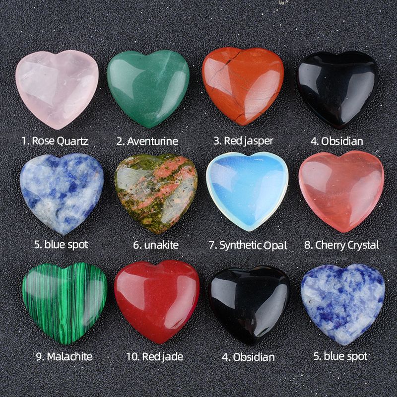 25Mm pedra de cristal natural amor pequeno ornamento pedra natural não porosa em forma de coração pedra solta