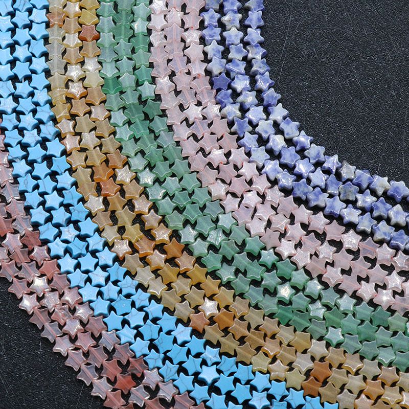 6Mm pentagrama cristal ágata pedra semi-preciosa pentagrama frisado contas soltas DIY pulseira colar brincos jóias