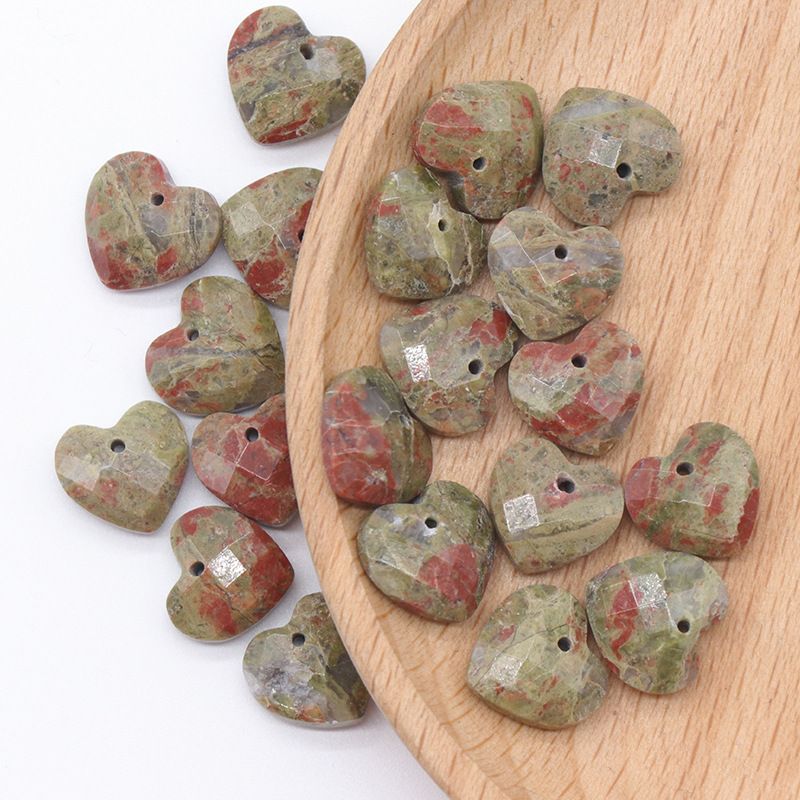 1591 um pingente de amor de corte de 12mm, pedra de cristal natural em forma de coração pulseira DIY acessórios de jóias