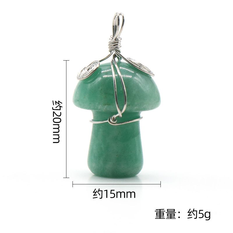 1531-Pedra de cristal natural 20mm pequeno cogumelo enrolamento pingente DIY pingente