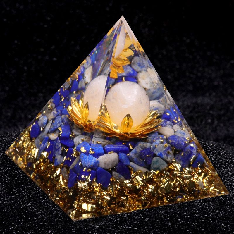Nova pirâmide de 5cm bola de lótus cascalho cola pirâmide artesanato ornamento