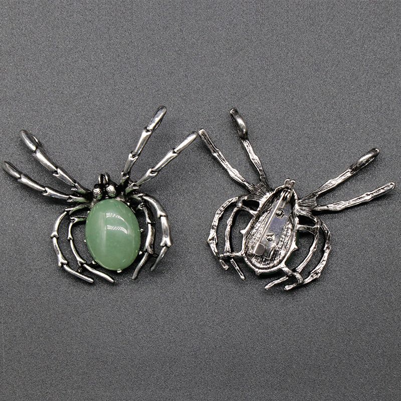 1585 Um pingente de broche de gema broche de aranha de cristal liga de ágata incrustada pingente de pedra preciosa