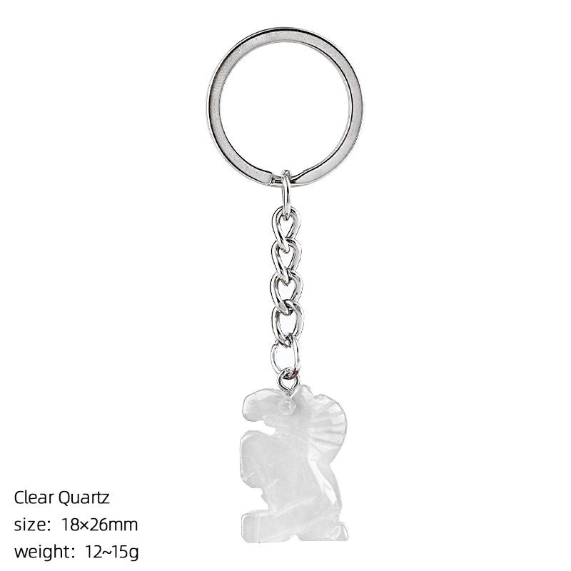 Pônei de cristal natural chaveiro criativo DIY saco acessórios de carro gravado ágata cabeça cavalo pingente