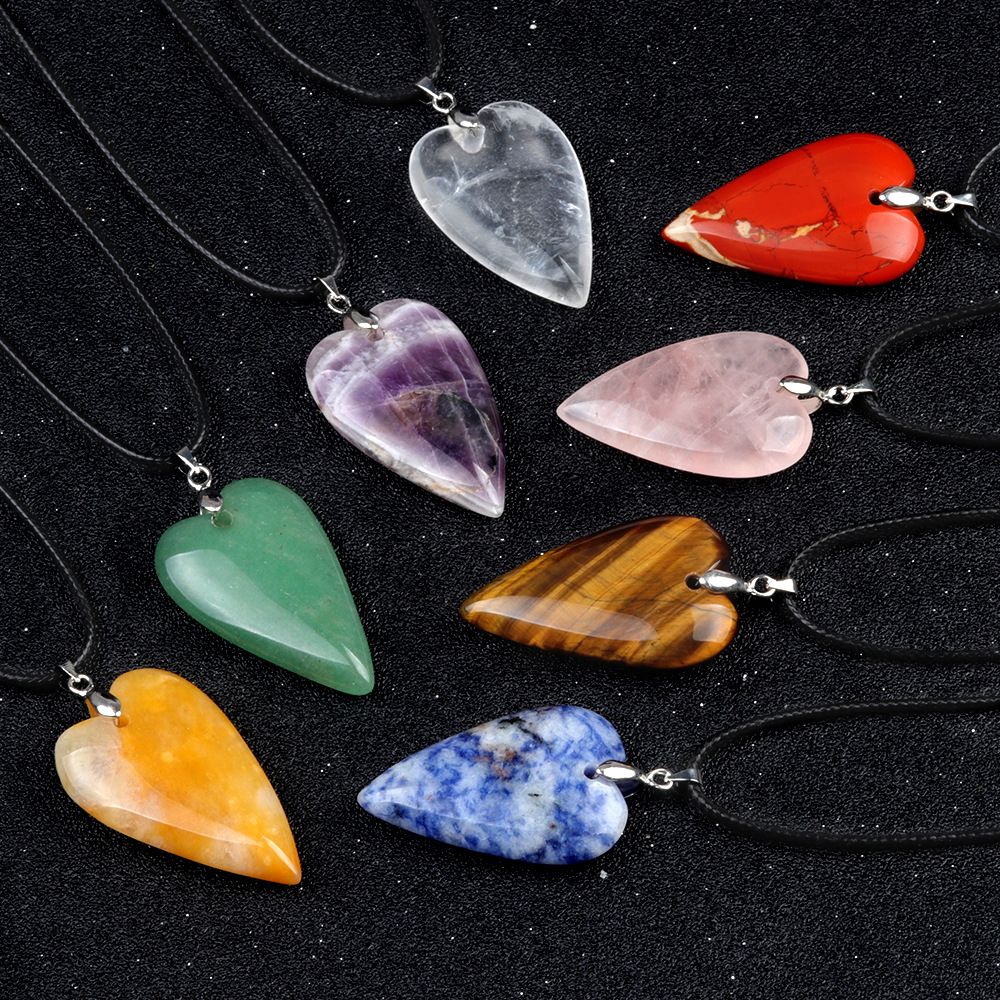 1786-25 * 40Mm grande pingente de amor, cristal natural ágata pedra pêssego coração pingente DIY acessórios de jóias em forma de coração