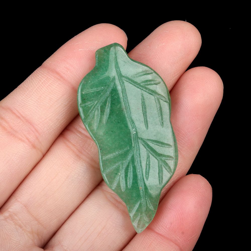 1782-47Mm folhas, cristal natural ágata pedra gravada pena material decorativo DIY folha acessórios de jóias