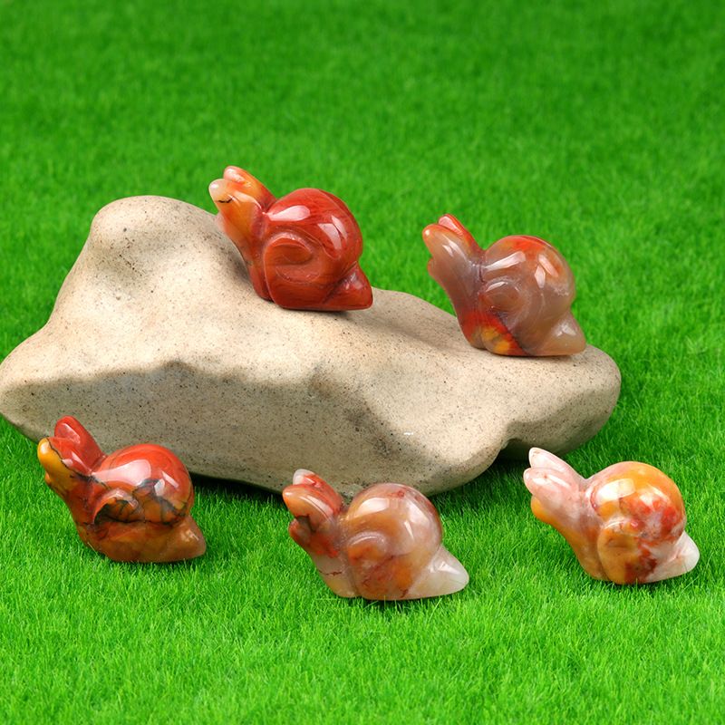1686-1Em caracol, mini paisagismo de pedra de ágata de cristal gravado pequeno animal ornamento de caracol de pedra semipreciosa