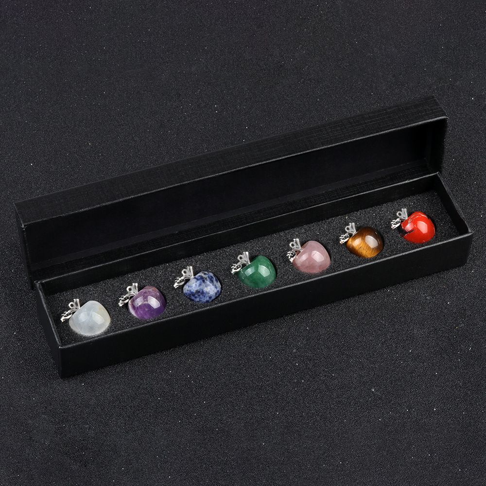 1790-20Mm Sete Pedra Meridiana Pequeno Conjunto de Maçã Pedra de Cristal Natural Chakra Maçã Presente de Natal
