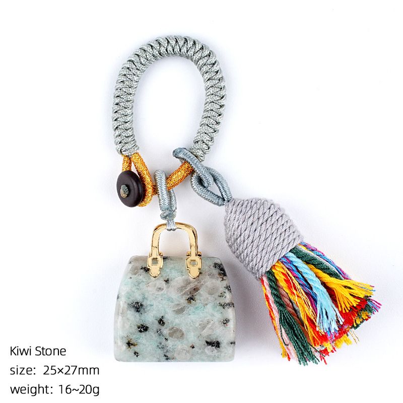 2485 Pedra natural semi-preciosa saco chaveiro criativo mão-tecido carro roupas acessórios cristal ágata pingente