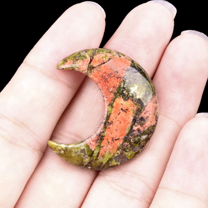 1602-30Mm lua, forma crescente de pedra de ágata de cristal natural DIY lua não porosa acessórios material