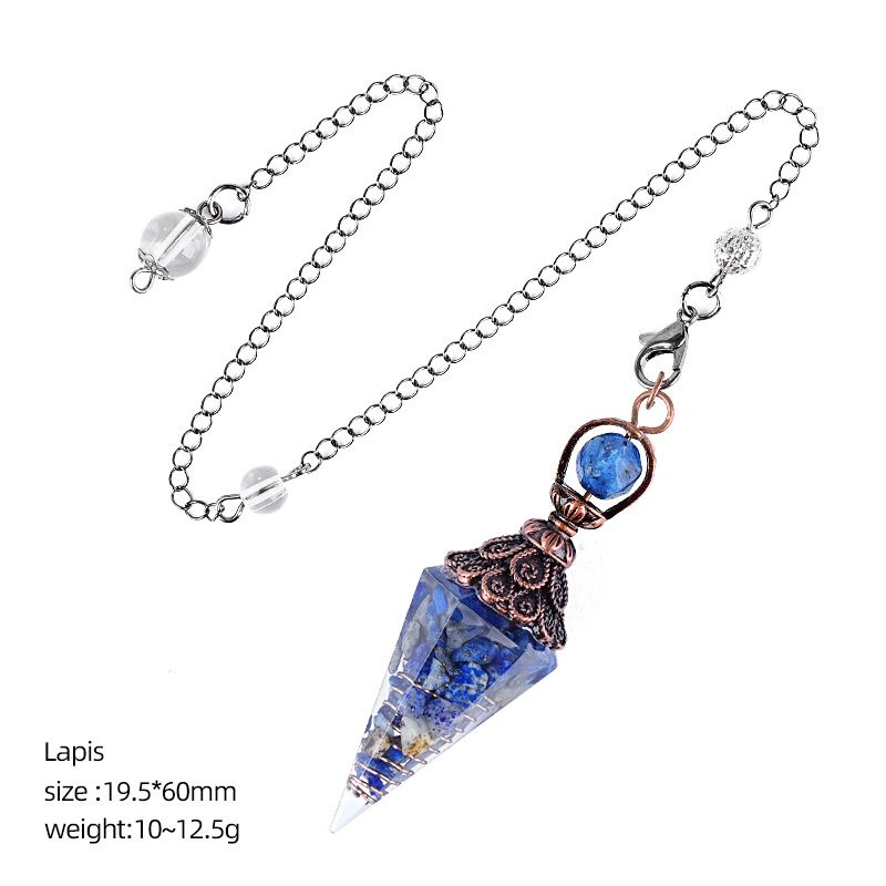 Cristal Pêndulo Cascalho Epóxi Cobre Antigo Ponta Única Hexagonal Cone Yoga Acessórios de Meditação Pêndulo de Freqüência Ajustável