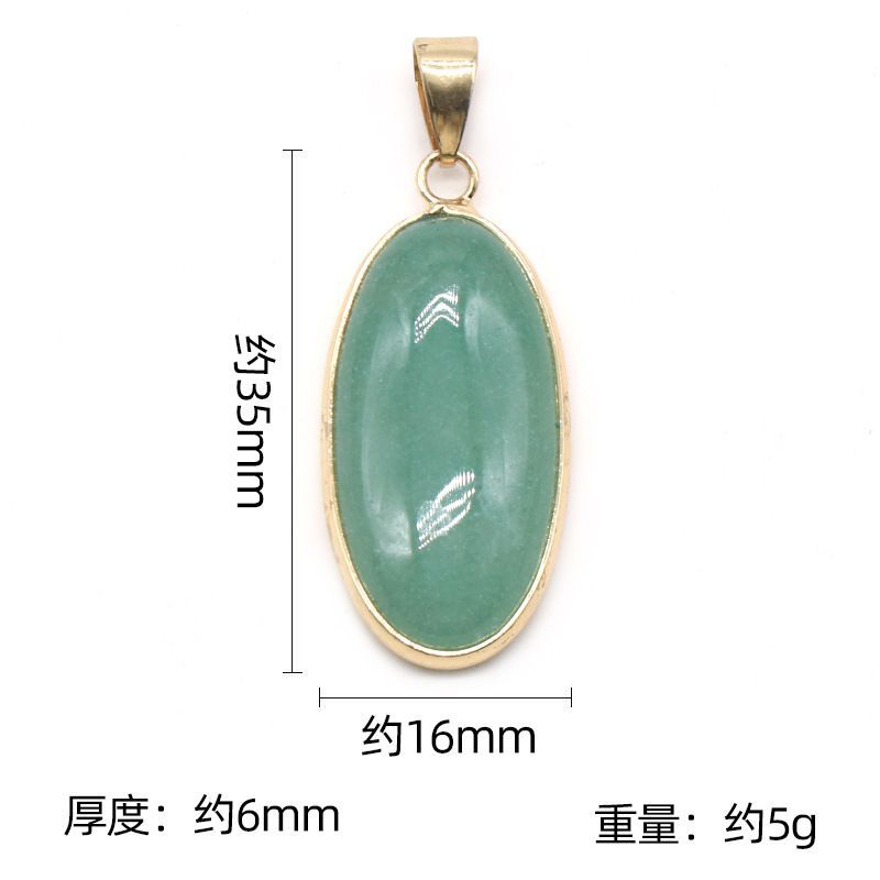 1508-Pingente de bainha oval longo, cristal de ágata natural pedra semipreciosa colar de bainha de ouro em forma de ovo