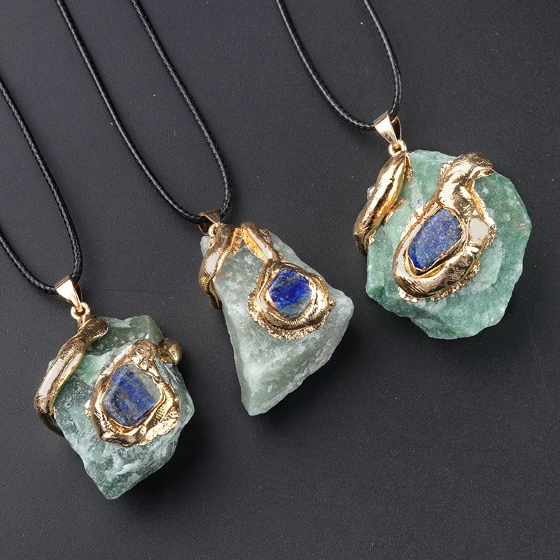 20 ~ 40Mm cristal dourado pingente de pedra áspera de cristal multicolorido colar irregular acessórios de jóias