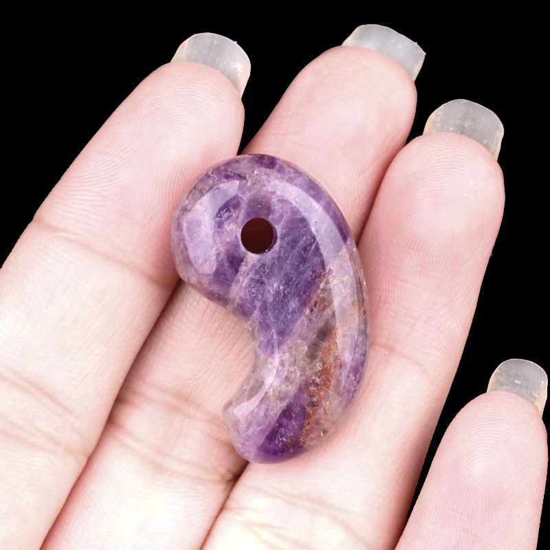 1212-Cristal natural 18X30 buraco 3mm gancho pingente de jade, anime yin e yang big dog Ibaraki vinho engolindo faca demoníaca Ji