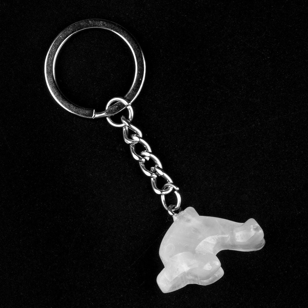 1949-Chaveiro Little Dolphin, pingente de chaveiro animal gravado em pedra de ágata de cristal.