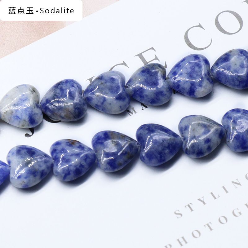873-Amor de pedra preciosa de ágata de cristal natural 14mm coração frisado DIY colar brincos de jóias material