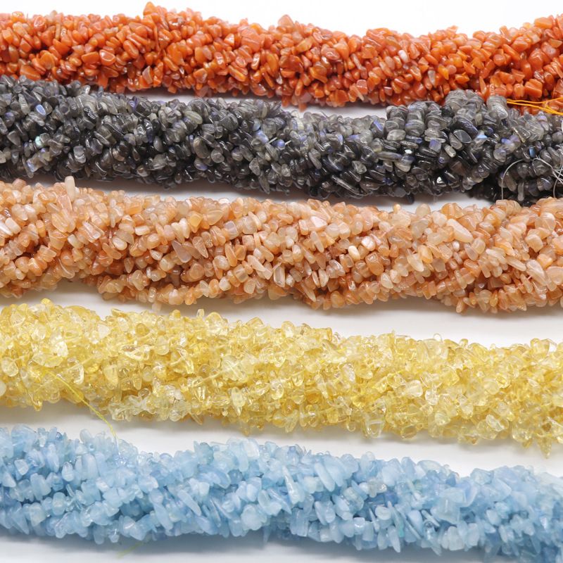 39-Cristal 40cm cascalho polido irregular frisado pulseira artesanal DIY colar brincos acessórios de jóias