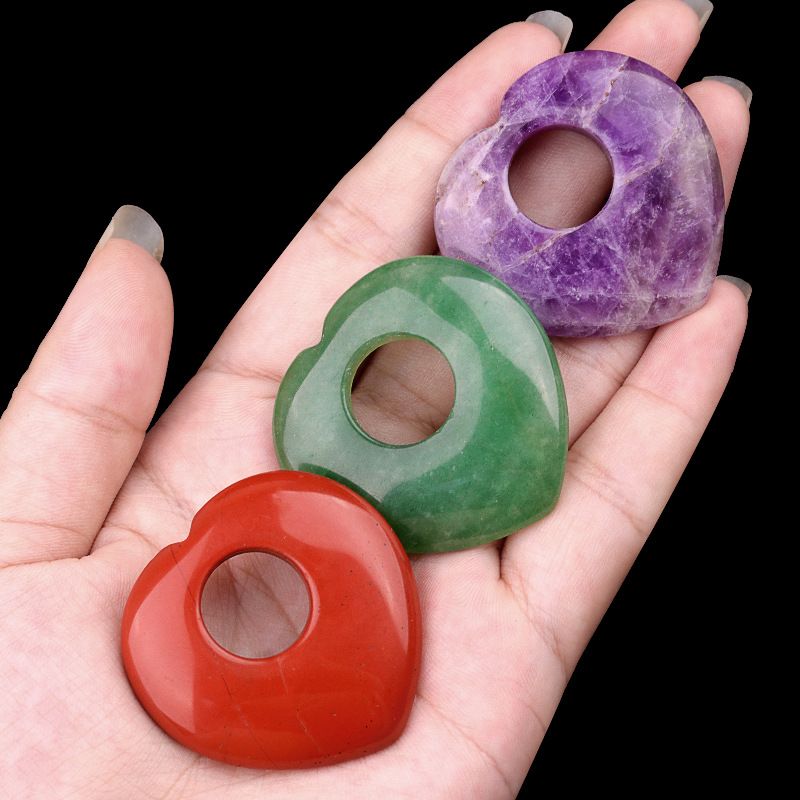 2178-40Mm grande buraco pingente de amor, cristal natural ágata pedra semi-preciosa coração de pêssego colar DIY.