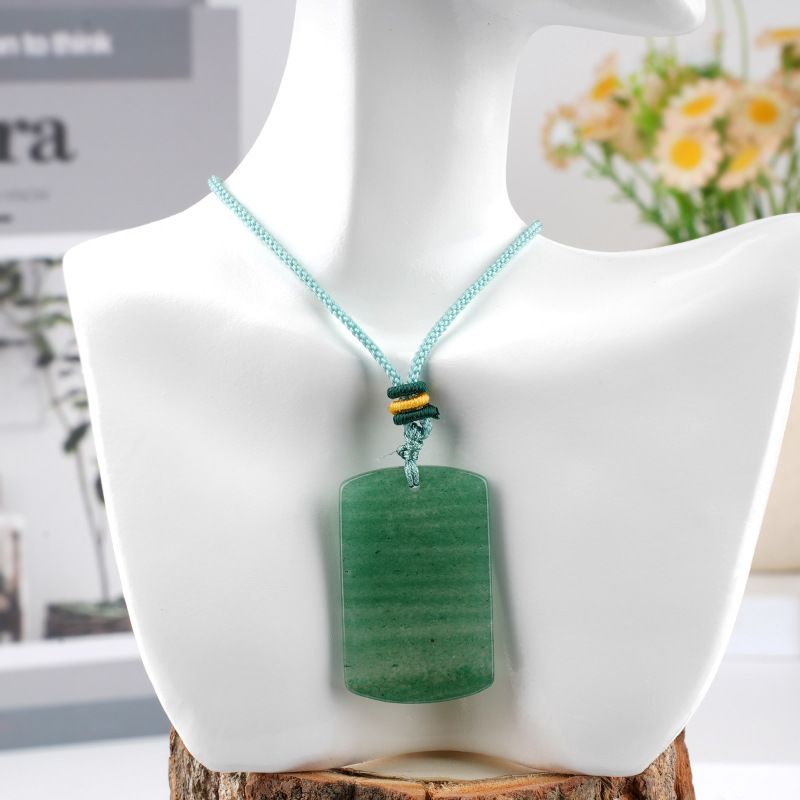 Pingente de marca retangular de jade de cristal natural seguro colar de jóias estilo chinês local cênico atacado
