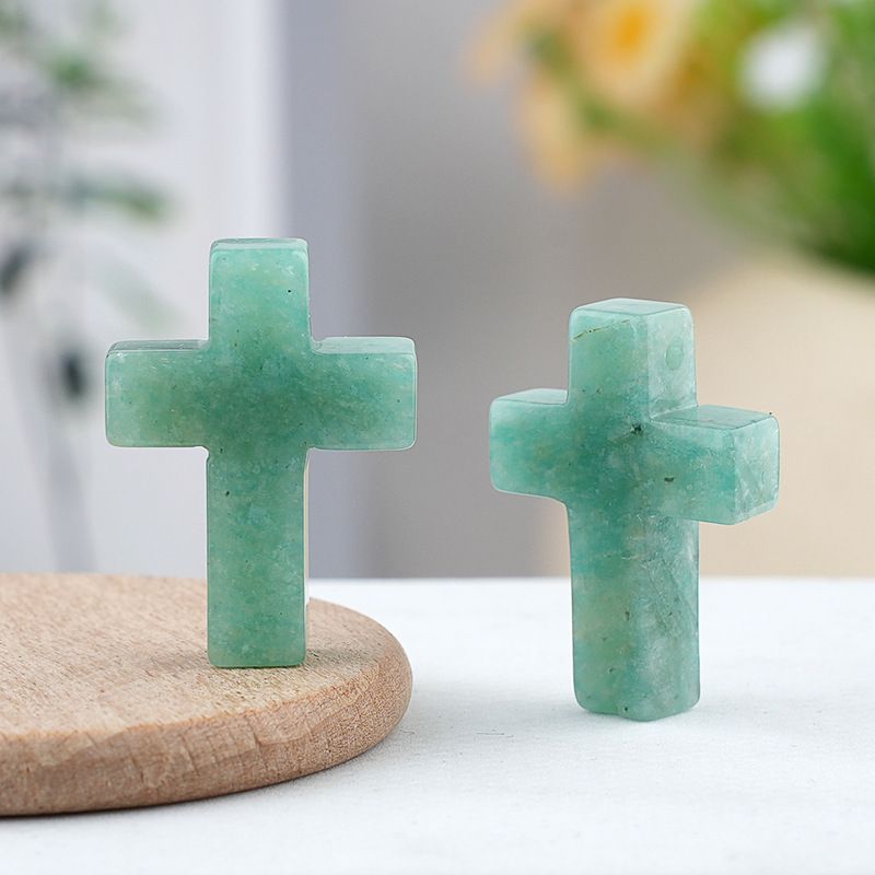 Pó de pedra natural de cristal cruz pingente pingente colar de jóias DIY acessórios
