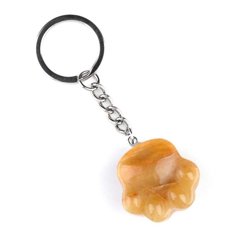 1976-Natural cristal ágata pedra 30mm gato pata chaveiro chaveiro saco de escola pingente presente casal